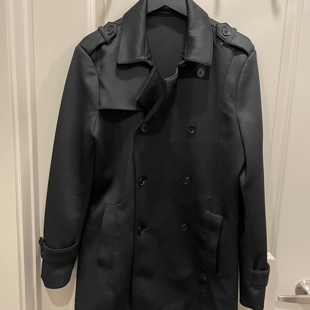 Zara Men (L) Trench coat black/charcoal